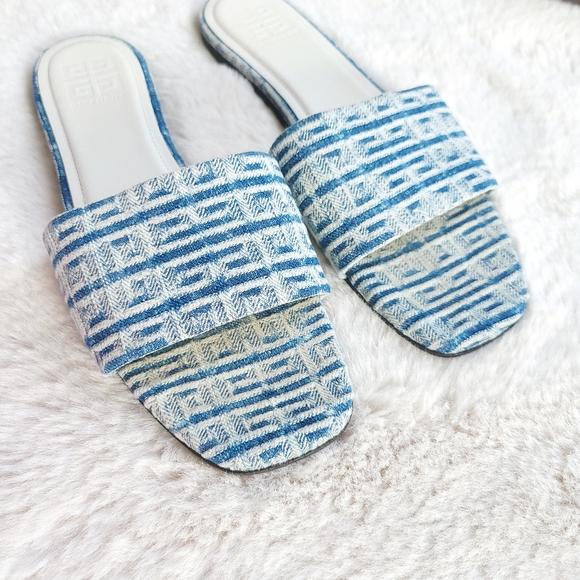 Givenchy 4G Flat Logo Slip On Vacation Denim Sandal - Picture 4 of 15